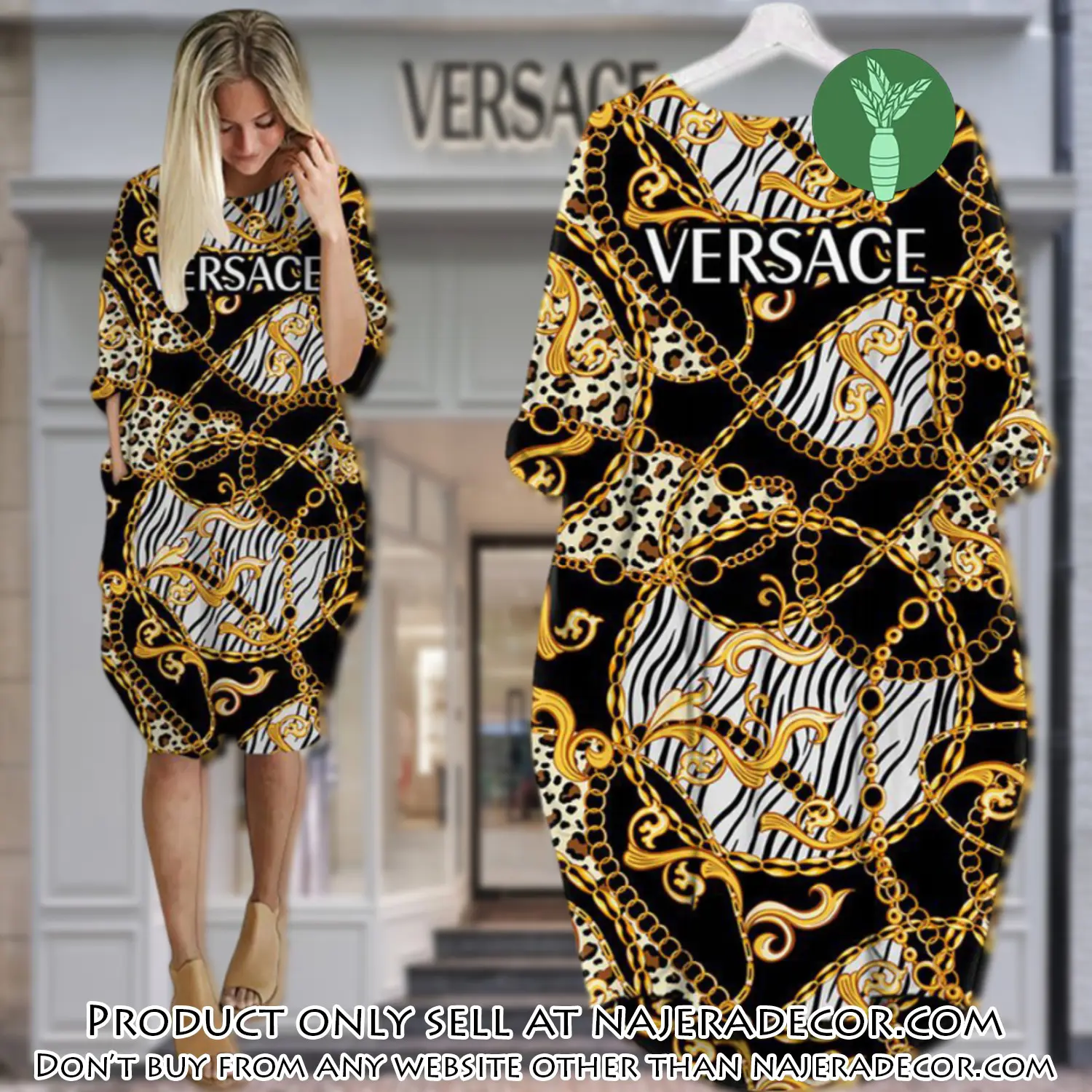 Gianni versace black gold batwing pocket dress luxury brand for women pd083 njr3026352